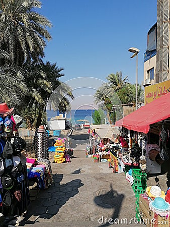 These pictures show the market and the sea of â€‹â€‹the Imam. The Red Sea Editorial Stock Photo